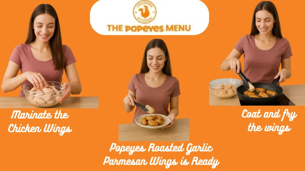 Popeyes Roasted Garlic Parmesan Wings | Price, Recipe & Review | 2025 2 Infographic showing cooking steps of Garlic Parmesan Wings