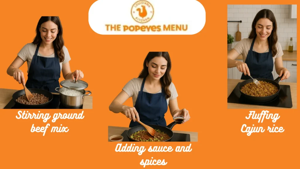 cooking steps of Cajun Rice