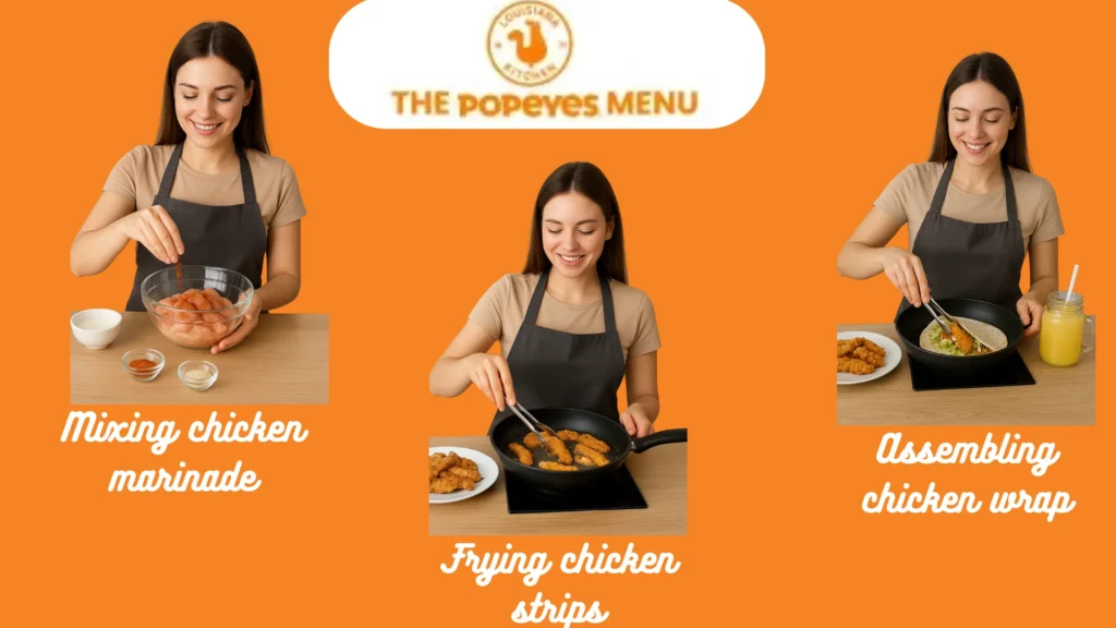 Cooking process of Popeyes Chicken Wrap