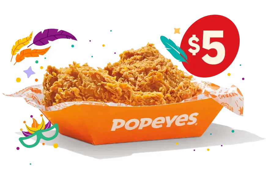 Popeyes Menu With Latest Prices September 2025 185 2Pc Signature Chicken - Midday Mardi Gras Happy Hour